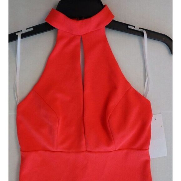 B. Darlin Women's Sz 1/2 Coral Sleeveless Halter Short Party Body Con Dress $54 - Picture 5 of 8